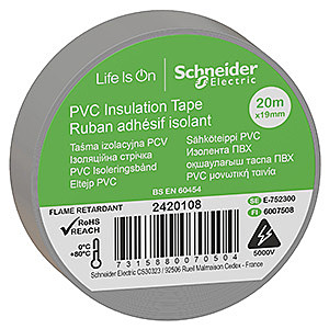 Изолента Schneider Electric ПВХ 19 мм х 20 м, серый