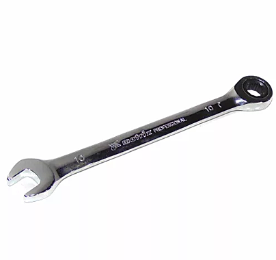 Ключ комбинированный трещоточный, 10мм, CrV, зеркальный хром