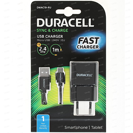 Сетевое зарядное устройство Duracell DMAC19-RU (2400 мА, mikro USB)